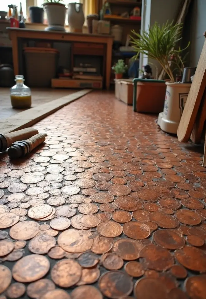 27 Penny Floor Inspirations That Look Unique & Creative 26 27 Penny Floor Inspirations That Look Unique & Creative - 26. Penny Floors and DIY Projects