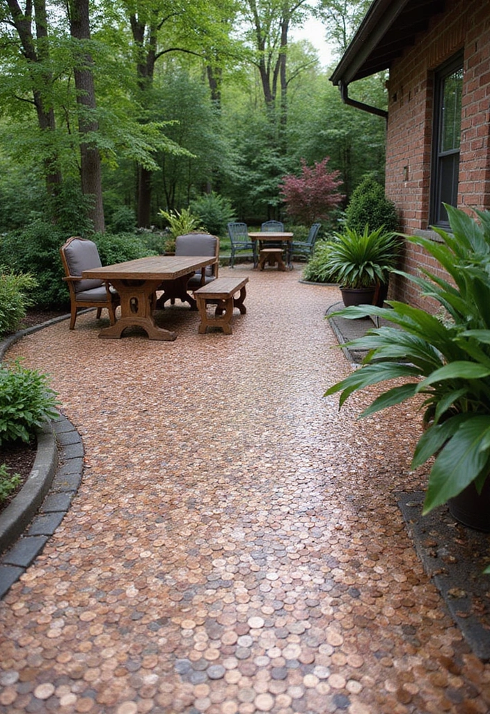 27 Penny Floor Inspirations That Look Unique & Creative 8 27 Penny Floor Inspirations That Look Unique & Creative - 8. Penny Floor in Outdoor Spaces