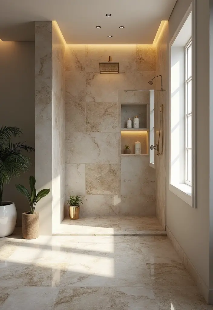 27 Shower Floor Tile Ideas That Add Spa-Like Luxury 10 27 Shower Floor Tile Ideas That Add Spa-Like Luxury - 10. Natural Stone Tiles