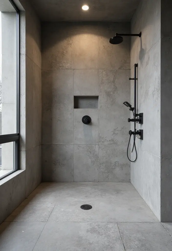 27 Shower Floor Tile Ideas That Add Spa-Like Luxury 17 27 Shower Floor Tile Ideas That Add Spa-Like Luxury - 17. Concrete Tiles