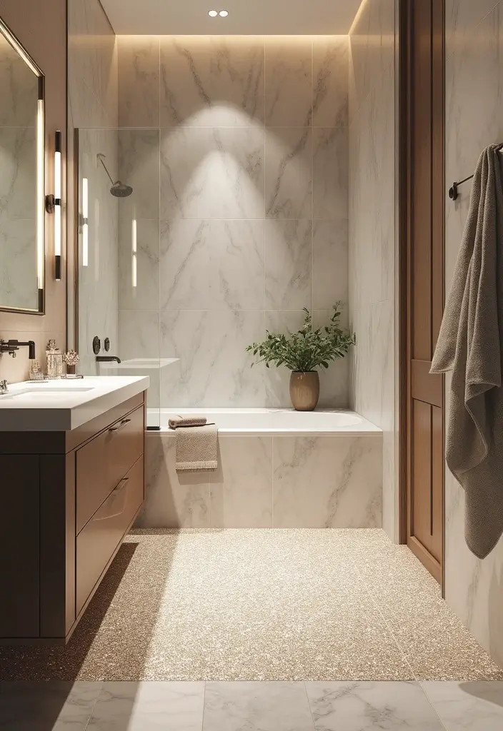 27 Shower Floor Tile Ideas That Add Spa-Like Luxury 18 27 Shower Floor Tile Ideas That Add Spa-Like Luxury - 18. Glitter Tiles
