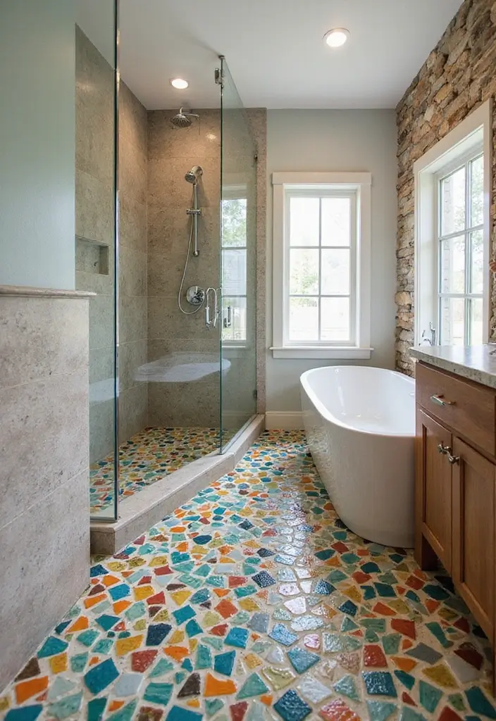 27 Shower Floor Tile Ideas That Add Spa-Like Luxury 2 27 Shower Floor Tile Ideas That Add Spa-Like Luxury - 2. Recycled Glass Tiles