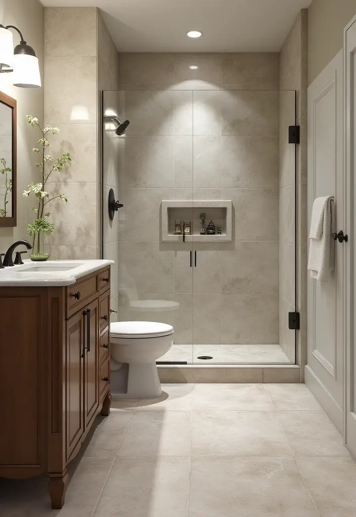 27 Shower Floor Tile Ideas That Add Spa-Like Luxury 23 27 Shower Floor Tile Ideas That Add Spa-Like Luxury - 23. Stamped Concrete