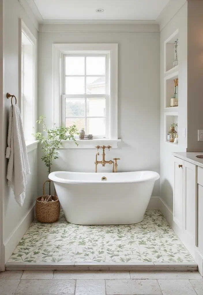 27 Shower Floor Tile Ideas That Add Spa-Like Luxury 26 27 Shower Floor Tile Ideas That Add Spa-Like Luxury - 26. Botanical Print Tiles