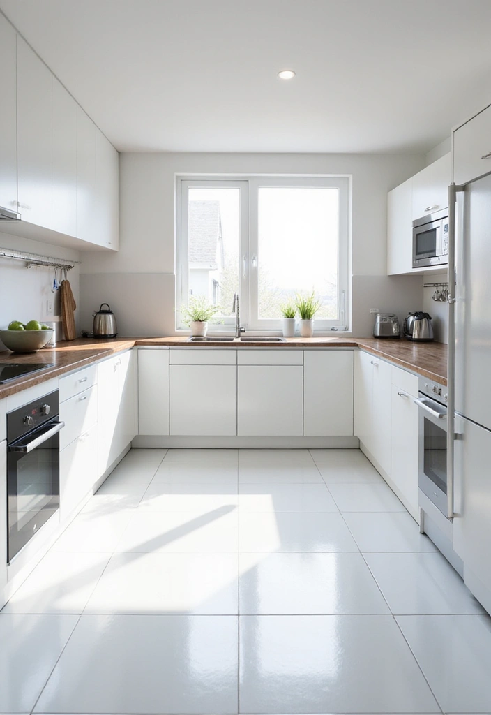 27 White Floor Kitchen Ideas That Look Bright & Clean 11 27 White Floor Kitchen Ideas That Look Bright & Clean - 11. Minimalist White Linoleum