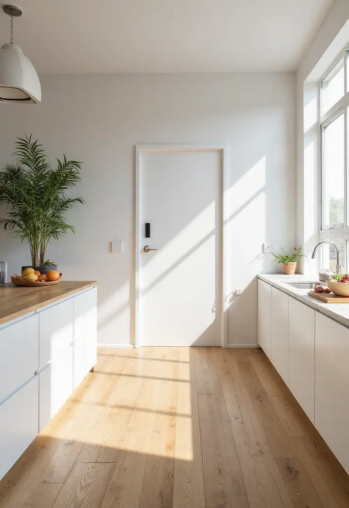27 White Floor Kitchen Ideas That Look Bright & Clean 13 27 White Floor Kitchen Ideas That Look Bright & Clean - 13. Bright White Bamboo Flooring