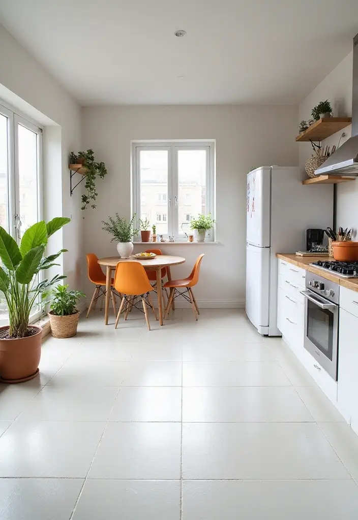 27 White Floor Kitchen Ideas That Look Bright & Clean 21 27 White Floor Kitchen Ideas That Look Bright & Clean - 21. Sleek White Vinyl Tiles