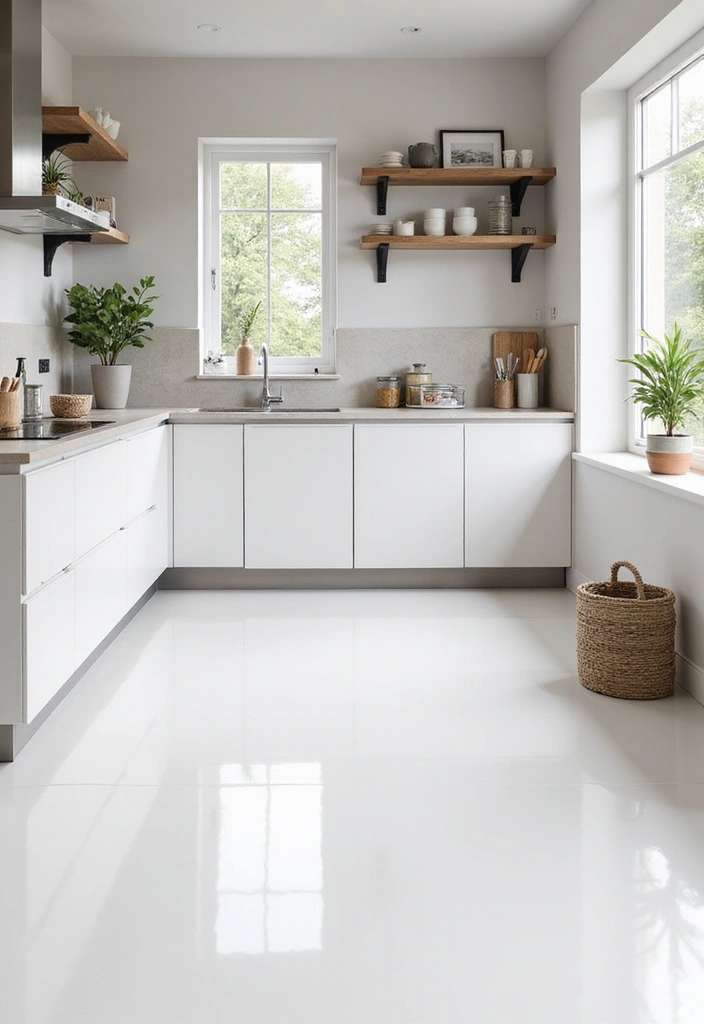 27 White Floor Kitchen Ideas That Look Bright & Clean 23 27 White Floor Kitchen Ideas That Look Bright & Clean - 23. White Vinyl Sheet Flooring