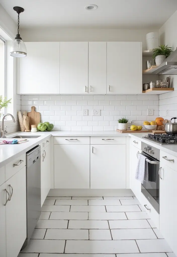 27 White Floor Kitchen Ideas That Look Bright & Clean 24 27 White Floor Kitchen Ideas That Look Bright & Clean - 24. Painted White Tiles