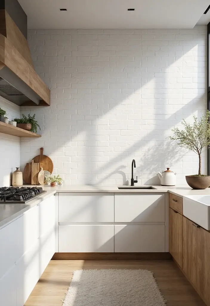 27 White Floor Kitchen Ideas That Look Bright & Clean 25 27 White Floor Kitchen Ideas That Look Bright & Clean - 25. White and Natural Stone Mix