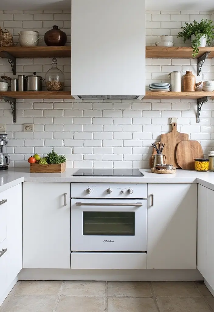 27 White Floor Kitchen Ideas That Look Bright & Clean 7 27 White Floor Kitchen Ideas That Look Bright & Clean - 7. Brick-Look White Tiles