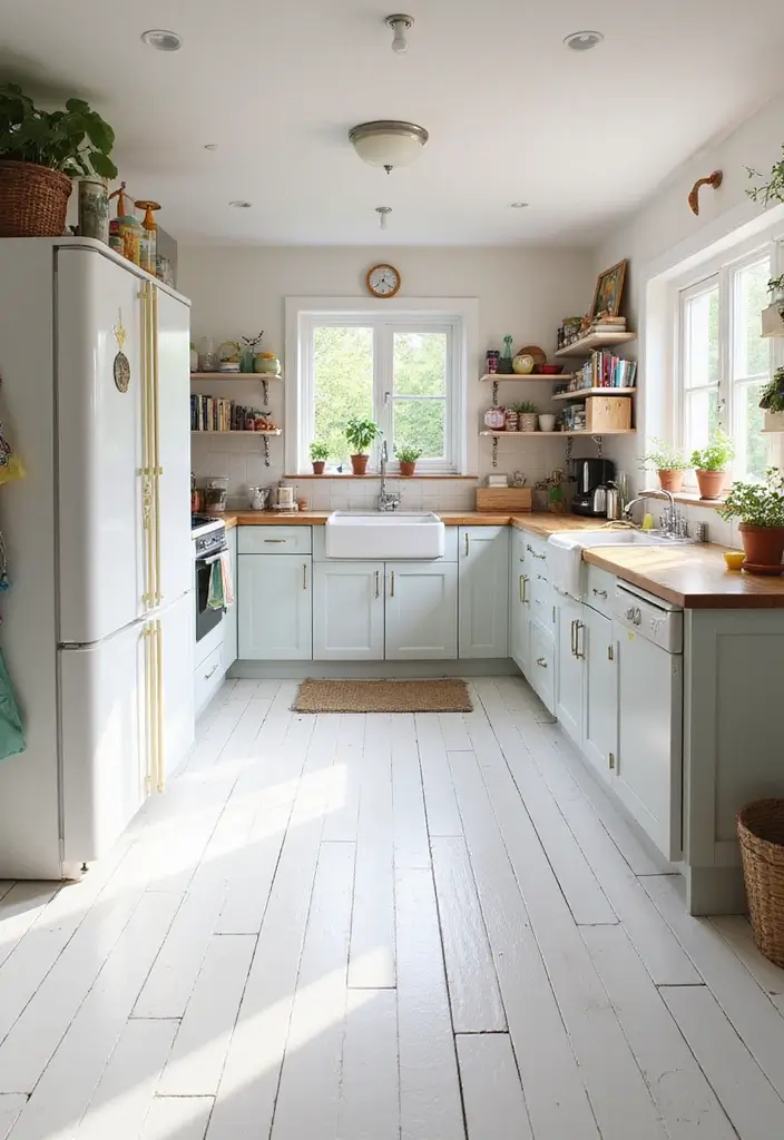 27 White Floor Kitchen Ideas That Look Bright & Clean 8 27 White Floor Kitchen Ideas That Look Bright & Clean - 8. Bright White Vinyl Flooring