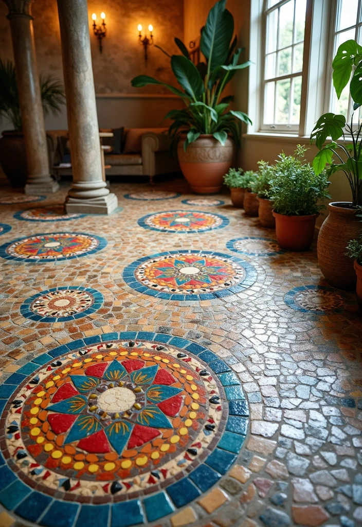 28 Concrete Basement Floor Ideas That Solve Design Woes 14 28 Concrete Basement Floor Ideas That Solve Design Woes - 14. Mosaic Magic