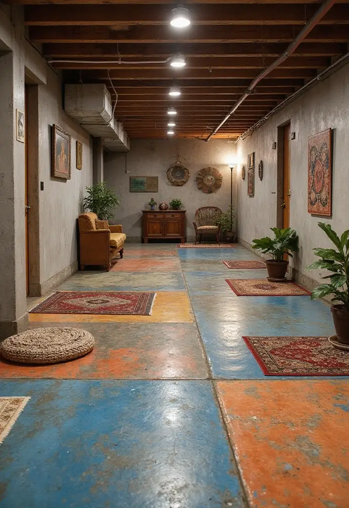 28 Concrete Basement Floor Ideas That Solve Design Woes 2 28 Concrete Basement Floor Ideas That Solve Design Woes - 2. Stained Serenity