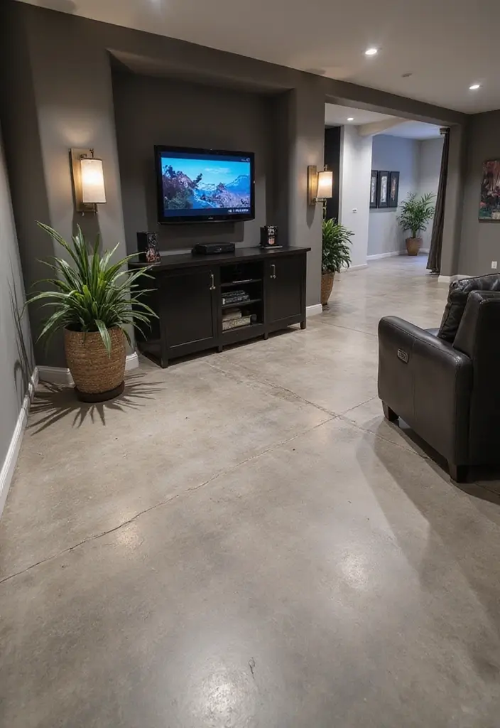 28 Concrete Basement Floor Ideas That Solve Design Woes 26 28 Concrete Basement Floor Ideas That Solve Design Woes - 26. Concrete with Integrated Technology