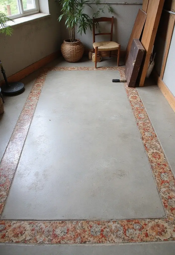 28 Concrete Basement Floor Ideas That Solve Design Woes 27 28 Concrete Basement Floor Ideas That Solve Design Woes - 27. Decorative Borders for Definition