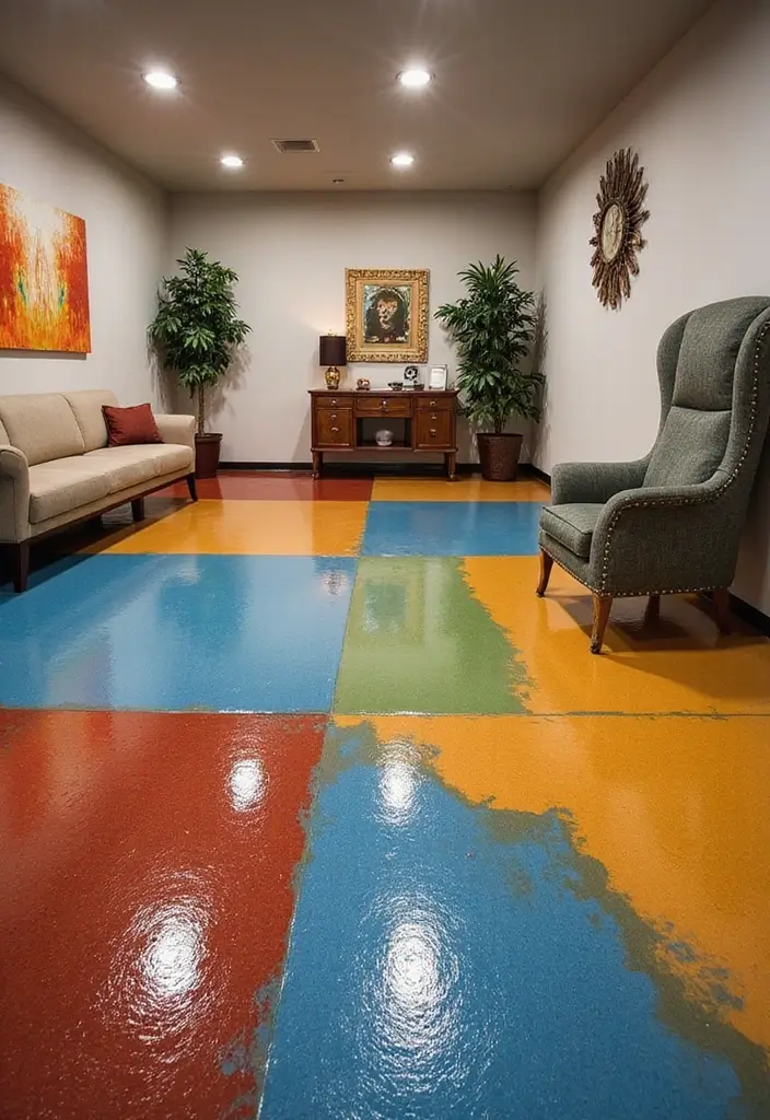28 Concrete Basement Floor Ideas That Solve Design Woes 4 28 Concrete Basement Floor Ideas That Solve Design Woes - 4. Epoxy Elegance