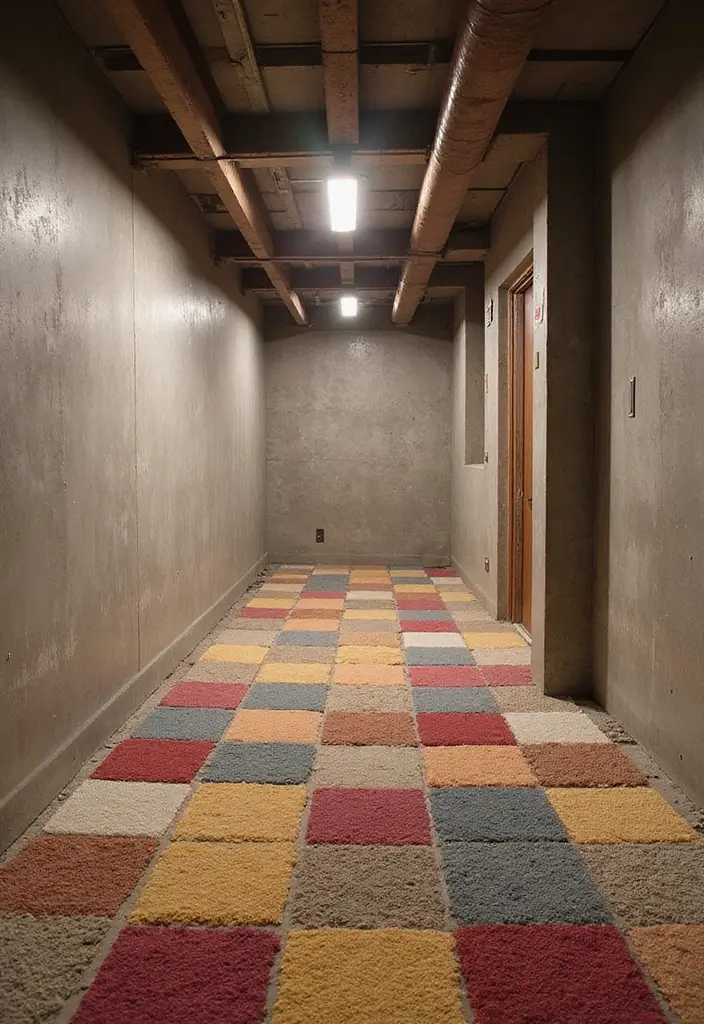 28 Concrete Basement Floor Ideas That Solve Design Woes 7 28 Concrete Basement Floor Ideas That Solve Design Woes - 7. Carpet Tiles for Comfort