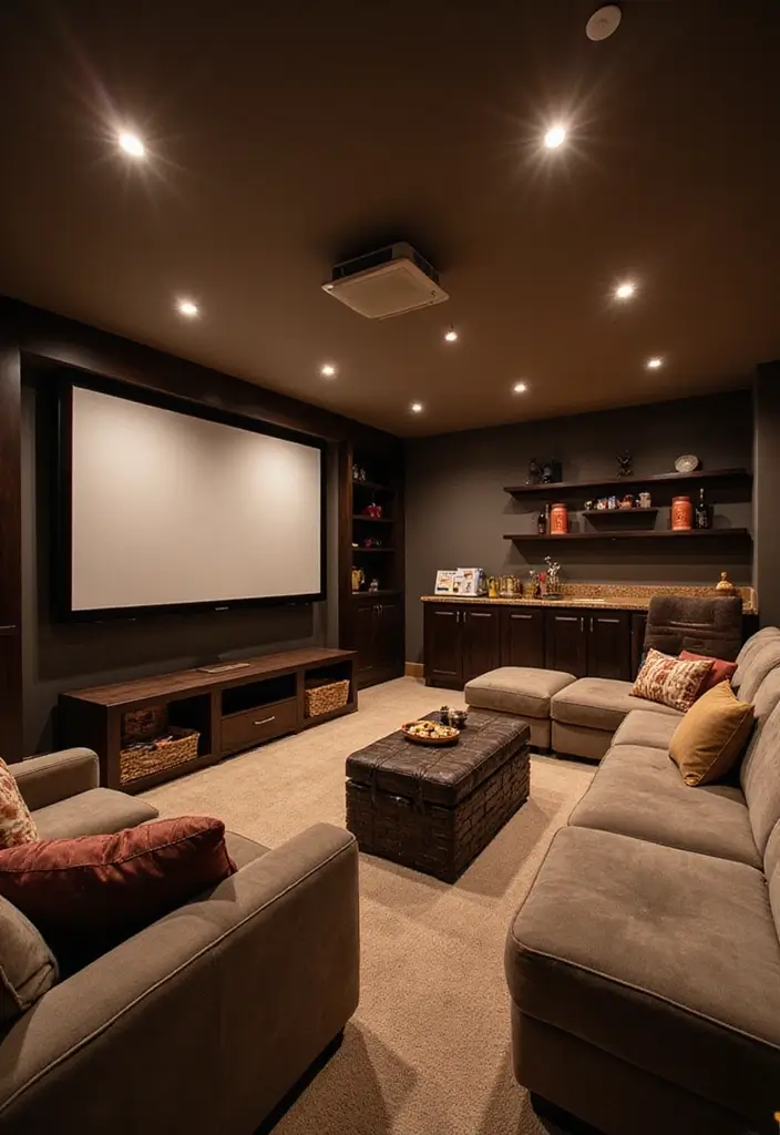 28 Finished Basement Floor Plans That Families Adore 2 28 Finished Basement Floor Plans That Families Adore - 2. Cozy Entertainment Zone