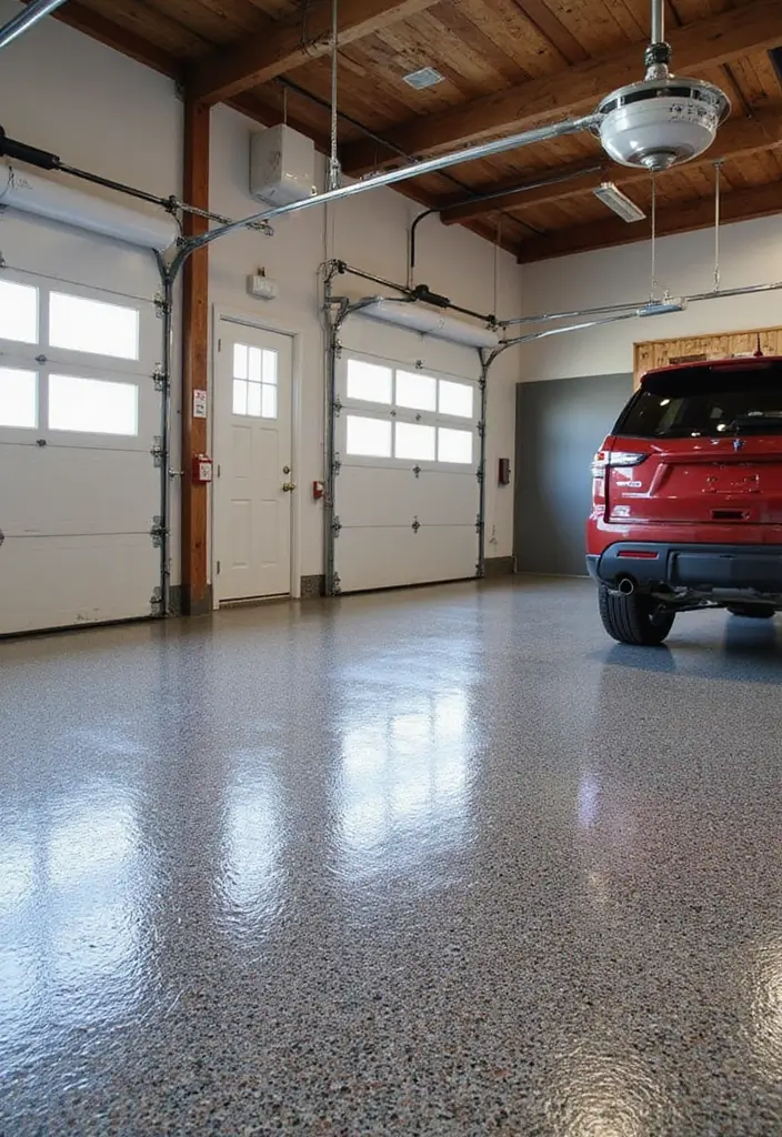 28 Garage Floor Ideas That Balance Durability & Style 1 28 Garage Floor Ideas That Balance Durability & Style - 1. Sustainable Epoxy Garage Flooring