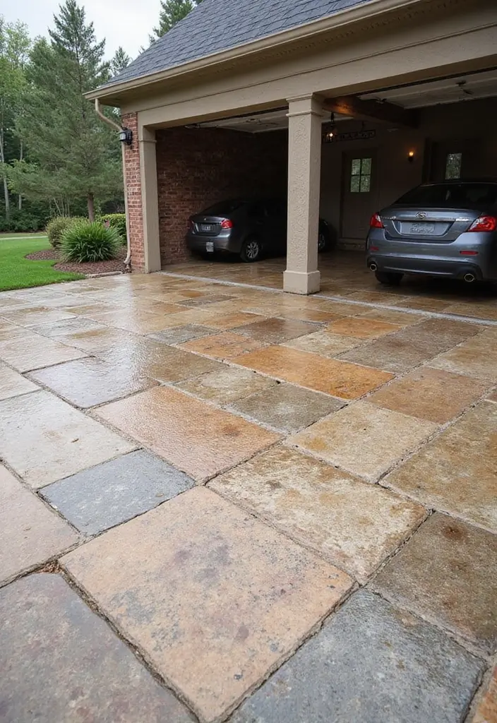 28 Garage Floor Ideas That Balance Durability & Style 14 28 Garage Floor Ideas That Balance Durability & Style - 14. Stamped Concrete