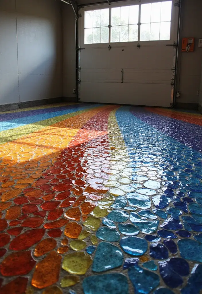 28 Garage Floor Ideas That Balance Durability & Style 15 28 Garage Floor Ideas That Balance Durability & Style - 15. Glass Mosaic Tiles
