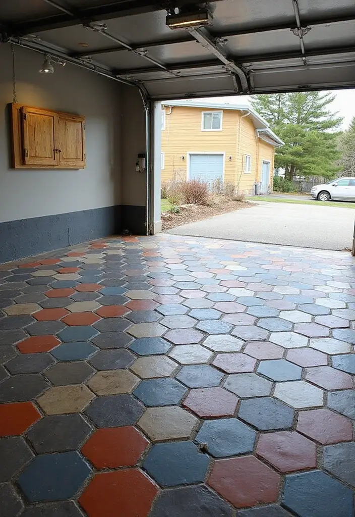 28 Garage Floor Ideas That Balance Durability & Style 22 28 Garage Floor Ideas That Balance Durability & Style - 22. Modern Hexagonal Tiles