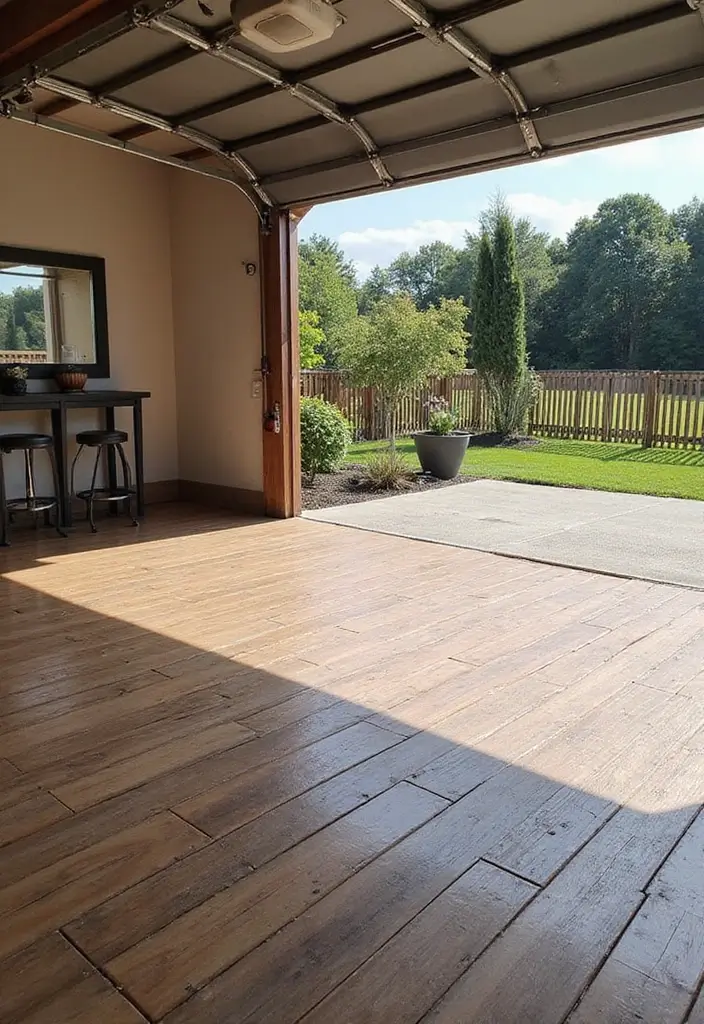 28 Garage Floor Ideas That Balance Durability & Style 28 28 Garage Floor Ideas That Balance Durability & Style - 28. Outdoor Wood-Like Composite Decking