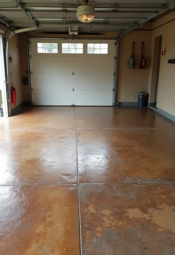 28 Garage Floor Ideas That Balance Durability & Style 6 28 Garage Floor Ideas That Balance Durability & Style - 6. Concrete Staining