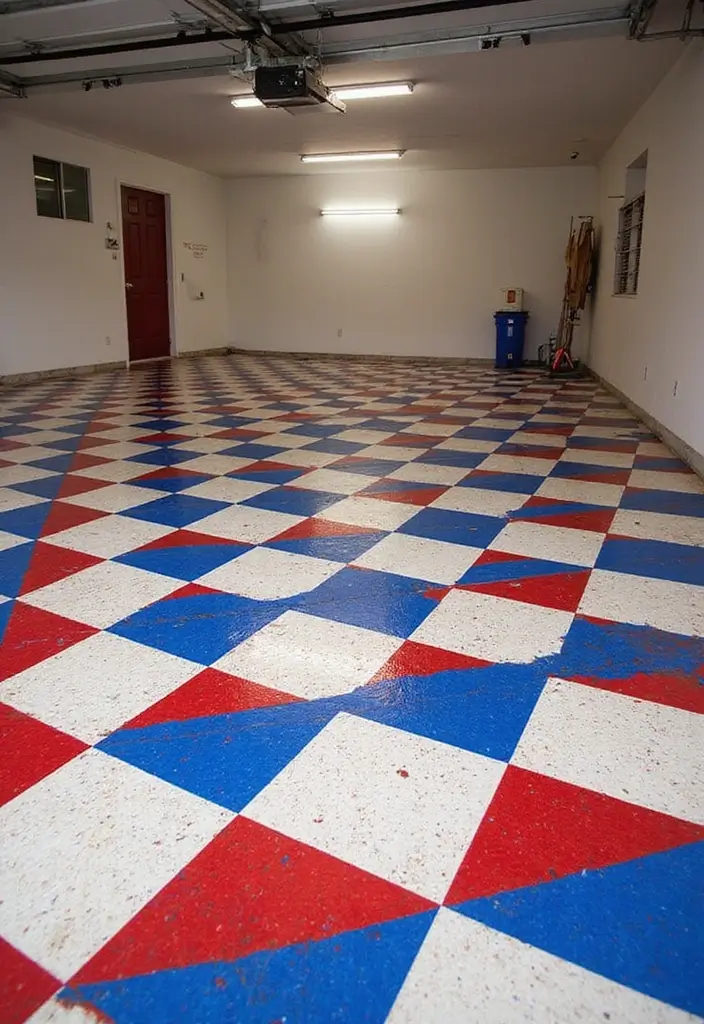 28 Garage Floor Ideas That Balance Durability & Style 9 28 Garage Floor Ideas That Balance Durability & Style - 9. Painted Checkerboard Pattern
