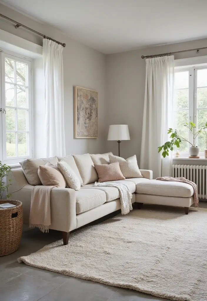 28 Grey Floor Living Room Ideas That Look Sleek & Elegant 10 28 Grey Floor Living Room Ideas That Look Sleek & Elegant - 10. Layered Neutrals: The Perfect Balance