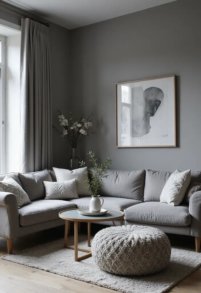 28 Grey Floor Living Room Ideas That Look Sleek & Elegant 9 28 Grey Floor Living Room Ideas That Look Sleek & Elegant - 9. Monochromatic Magic with Shades of Grey