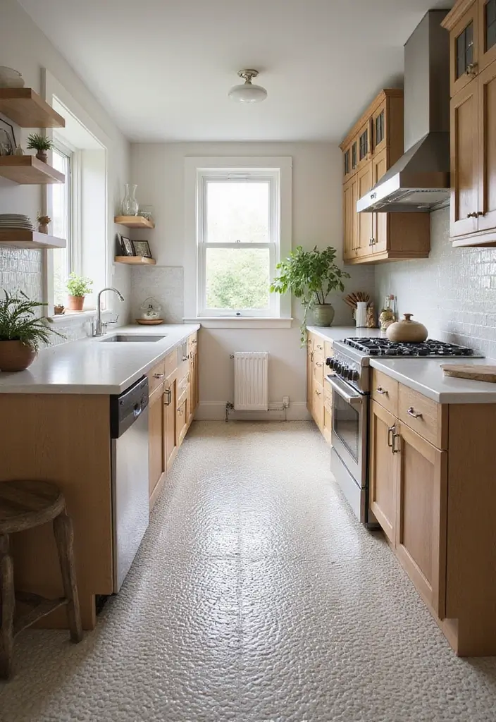 28 Kitchen Floor Inspirations That Balance Style & Function 25 28 Kitchen Floor Inspirations That Balance Style & Function - 25. Chic Pebble Tile Flooring