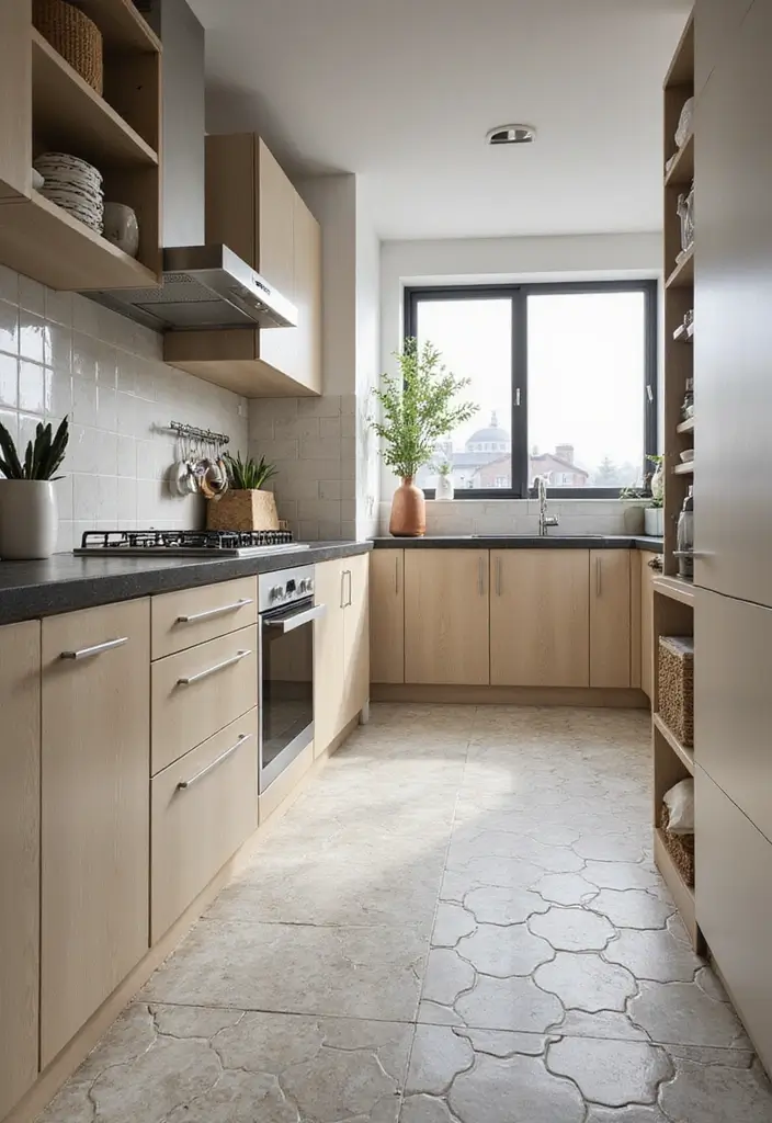 28 Kitchen Floor Inspirations That Balance Style & Function 26 28 Kitchen Floor Inspirations That Balance Style & Function - 26. Practical Interlocking Tiles