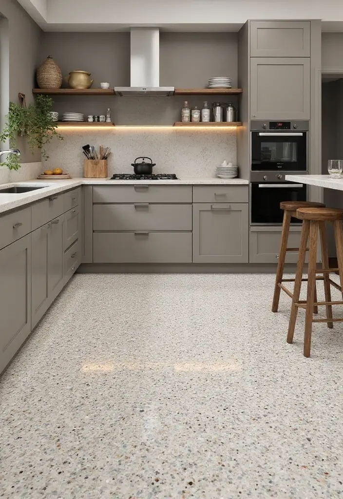 28 Kitchen Floor Inspirations That Balance Style & Function 7 28 Kitchen Floor Inspirations That Balance Style & Function - 7. Terrazzo: A Trendy Comeback