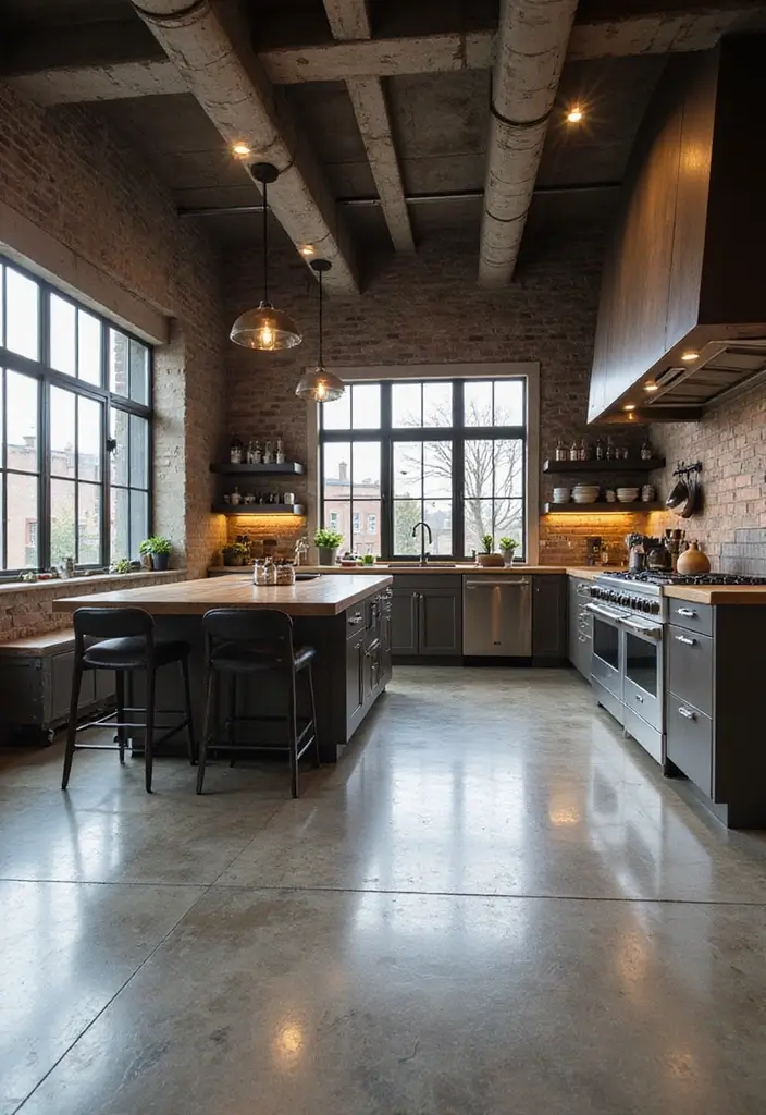 28 Kitchen Floor Inspirations That Balance Style & Function 8 28 Kitchen Floor Inspirations That Balance Style & Function - 8. Concrete: Industrial Edge