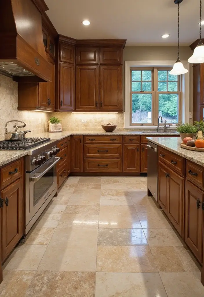 28 Kitchen Floor Inspirations That Balance Style & Function 9 28 Kitchen Floor Inspirations That Balance Style & Function - 9. Stylish Natural Stone