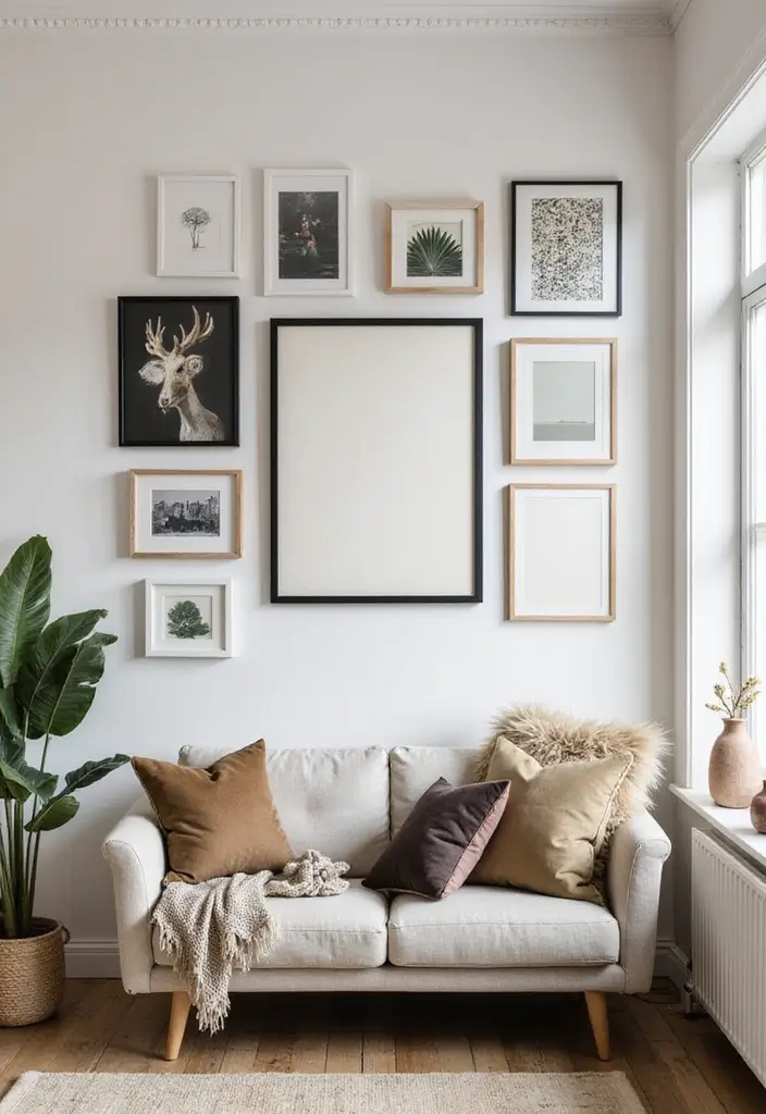 28 Small Apartment Floor Plans That Save Space Beautifully 16 28 Small Apartment Floor Plans That Save Space Beautifully - 16. The Trendy Gallery Wall