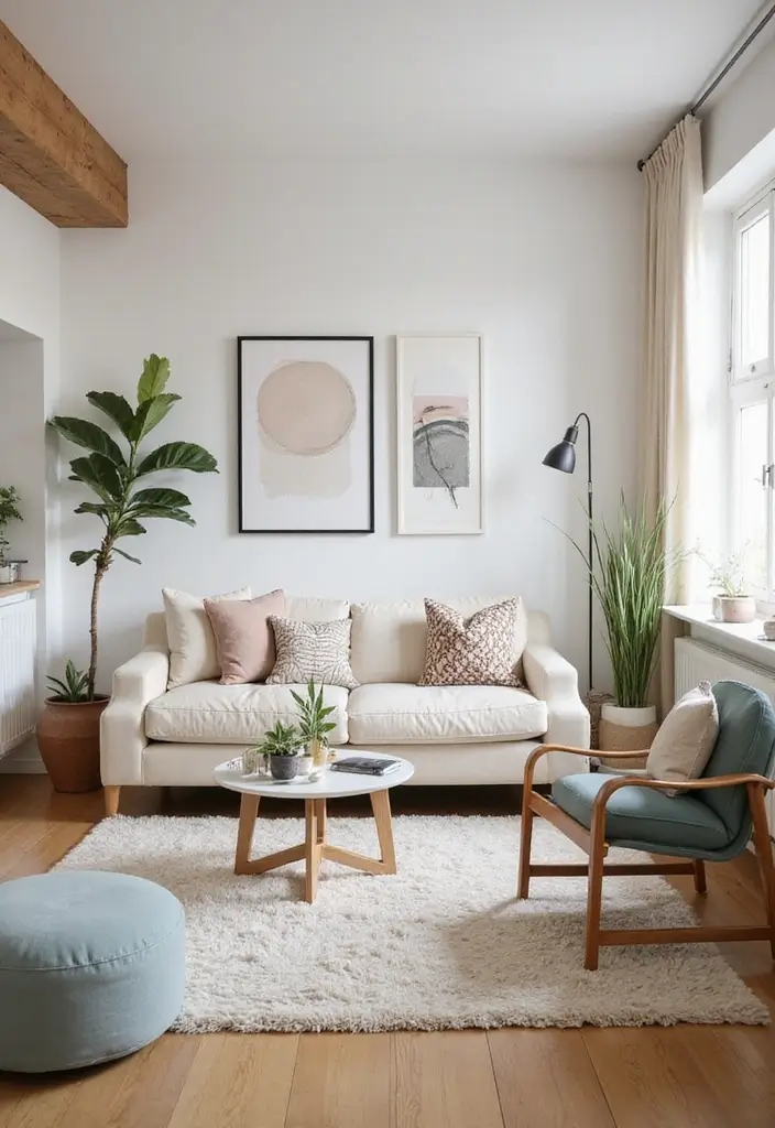 28 Small Apartment Floor Plans That Save Space Beautifully 21 28 Small Apartment Floor Plans That Save Space Beautifully - 21. The Bright and Airy Color Palette