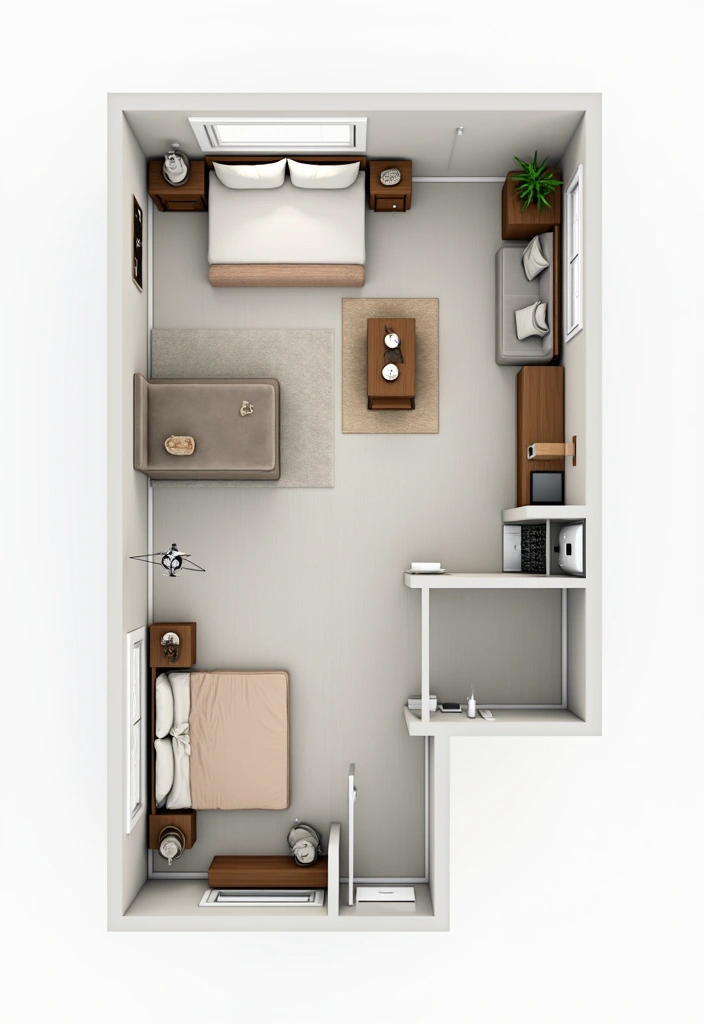 28 Small Apartment Floor Plans That Save Space Beautifully 4 28 Small Apartment Floor Plans That Save Space Beautifully - 4. The Minimalist One-Bedroom
