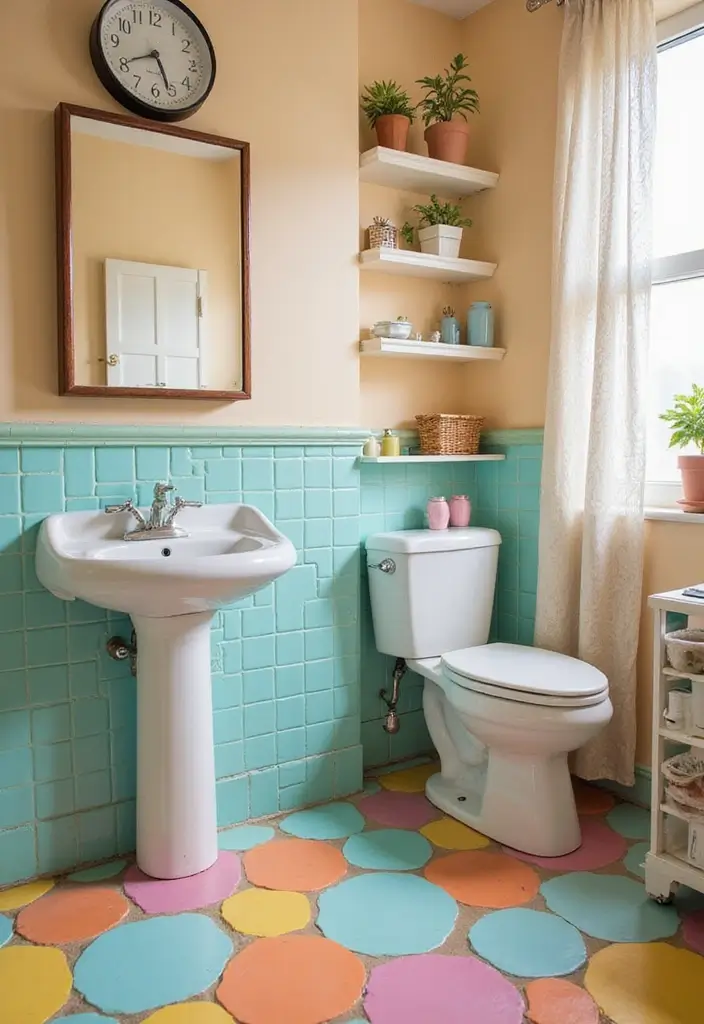 28 Small Bathroom Floor Tile Ideas That Look Spacious 11 28 Small Bathroom Floor Tile Ideas That Look Spacious - 11. Color-Block Tiles