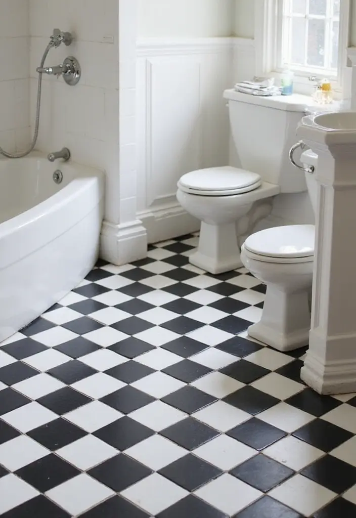 28 Small Bathroom Floor Tile Ideas That Look Spacious 12 28 Small Bathroom Floor Tile Ideas That Look Spacious - 12. Classic Black and White Tiles