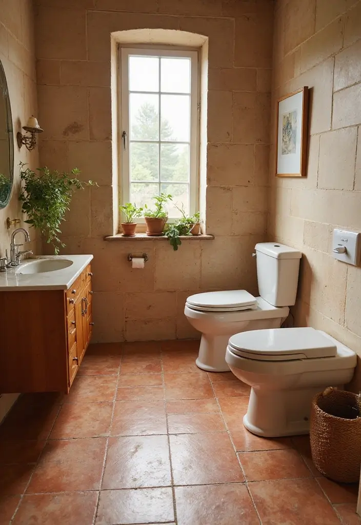 28 Small Bathroom Floor Tile Ideas That Look Spacious 15 28 Small Bathroom Floor Tile Ideas That Look Spacious - 15. Terracotta Tiles