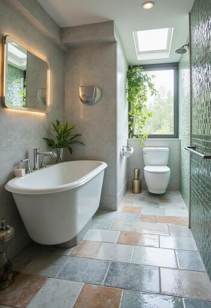 28 Small Bathroom Floor Tile Ideas That Look Spacious 18 28 Small Bathroom Floor Tile Ideas That Look Spacious - 18. Eco-Friendly Glass Tiles