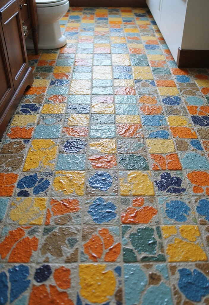 28 Small Bathroom Floor Tile Ideas That Look Spacious 2 28 Small Bathroom Floor Tile Ideas That Look Spacious - 2. Vivid Mosaic Patterns