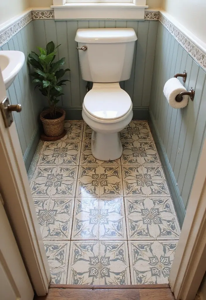 28 Small Bathroom Floor Tile Ideas That Look Spacious 22 28 Small Bathroom Floor Tile Ideas That Look Spacious - 22. Vintage-Inspired Tiles