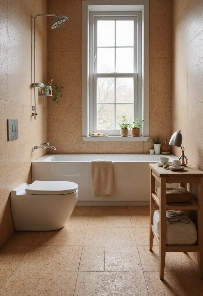 28 Small Bathroom Floor Tile Ideas That Look Spacious 7 28 Small Bathroom Floor Tile Ideas That Look Spacious - 7. Eco-Friendly Cork Tiles