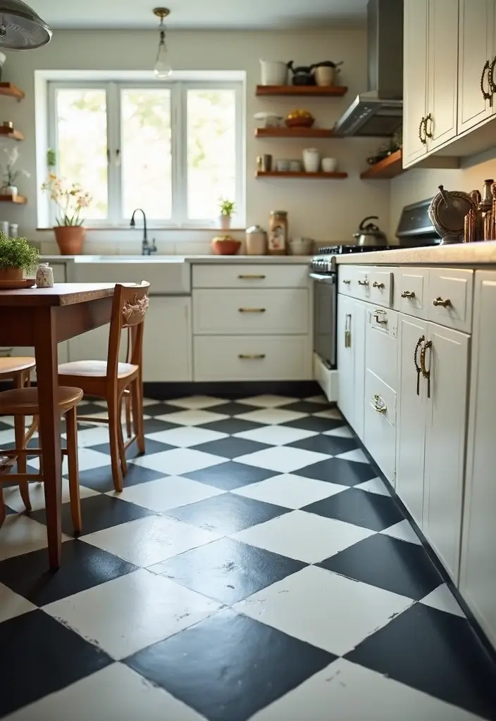 28 Stenciled Floor Ideas That Add Playful Character 1 28 Stenciled Floor Ideas That Add Playful Character - 1. Classic Checkerboard Charm