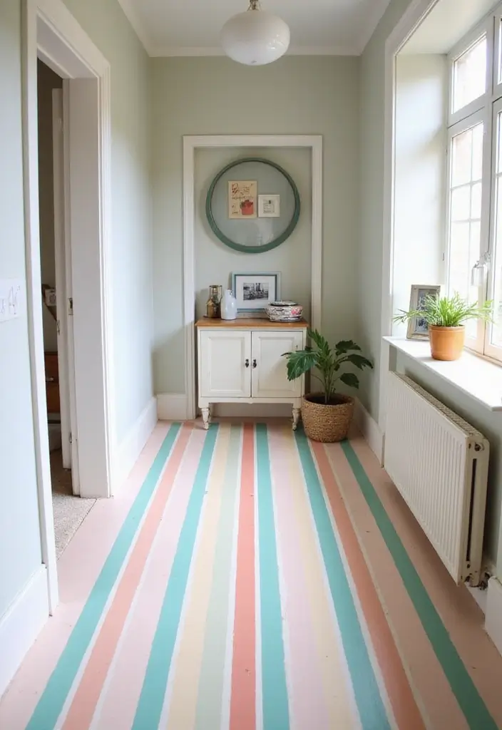 28 Stenciled Floor Ideas That Add Playful Character 10 28 Stenciled Floor Ideas That Add Playful Character - 10. Vintage Stripes