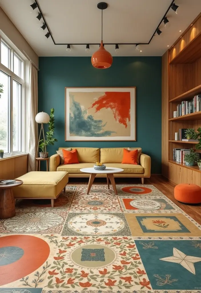 28 Stenciled Floor Ideas That Add Playful Character 14 28 Stenciled Floor Ideas That Add Playful Character - 14. Mid-Century Mod
